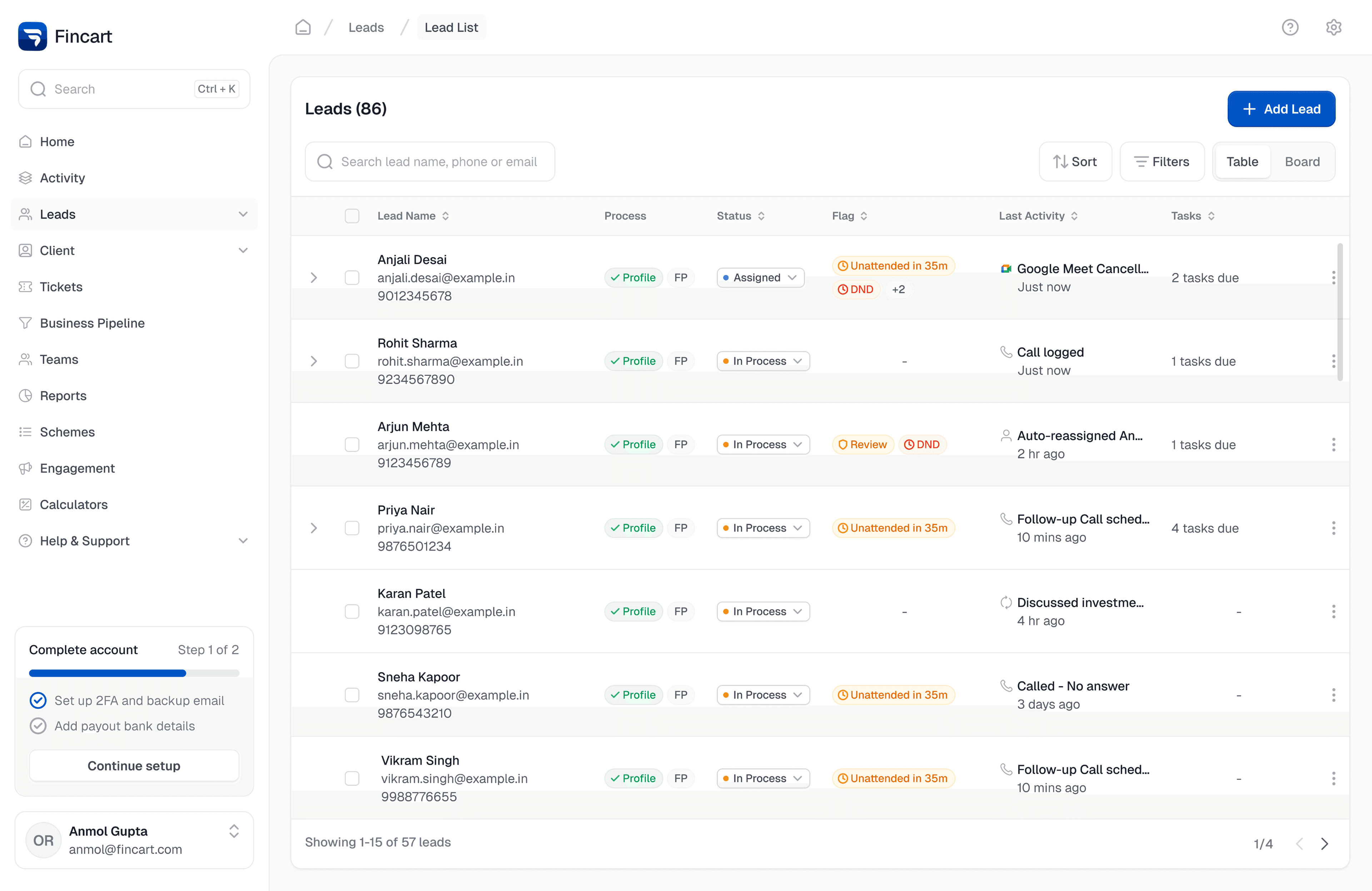 Workpoint lead list preview